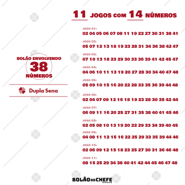 Bolão Dupla Sena 11 Jogos com 14 Números - Imagem 2